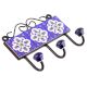 Navy Blue And White Floral Tiles Hooks